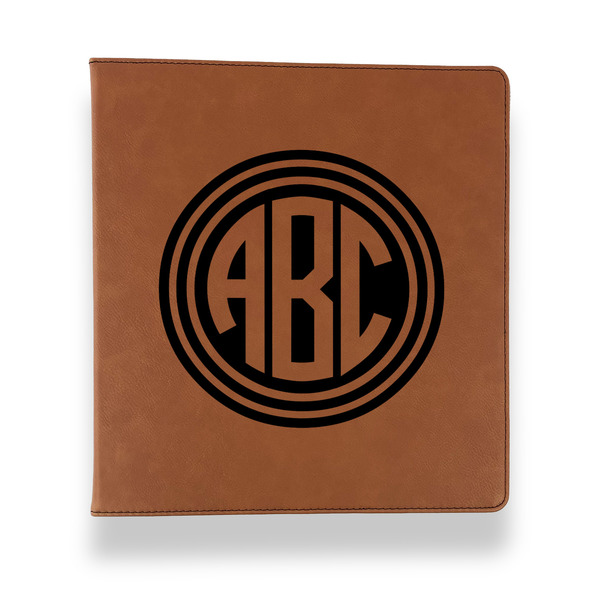 Custom Round Monogram Leather Binder - 1" - Rawhide (Personalized)