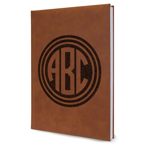 Custom Round Monogram Leather Sketchbook - Large - Double-Sided (Personalized)