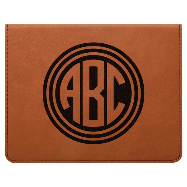 Round Monogram Leatherette 4-Piece Wine Tool Set Flat