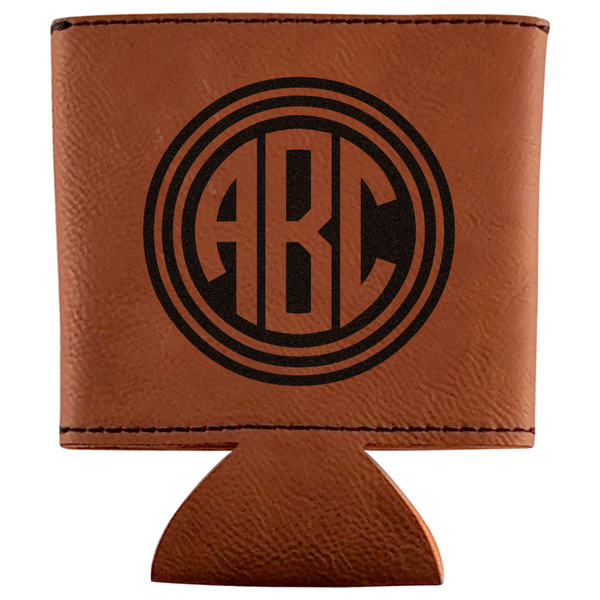 Custom Round Monogram Leatherette Can Sleeve (Personalized)