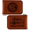 Round Monogram Leatherette Magnetic Money Clip - Front and Back