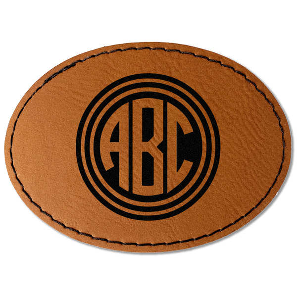Custom Round Monogram Faux Leather Iron On Patch - Oval (Personalized)