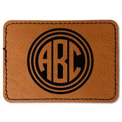 Round Monogram Faux Leather Iron On Patch - Rectangle (Personalized)