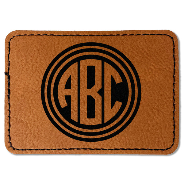 Custom Round Monogram Faux Leather Iron On Patch - Rectangle (Personalized)