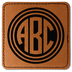 Round Monogram Faux Leather Iron On Patch - Square (Personalized)