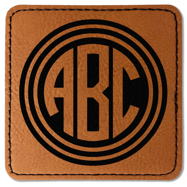 Custom Round Monogram Faux Leather Iron On Patch - Square (Personalized)