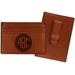 Round Monogram Leatherette Wallet with Money Clip (Personalized)