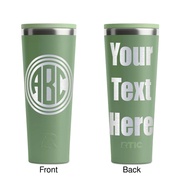 Round Monogram Light Green RTIC Everyday Tumbler - 28 oz. - Front and Back