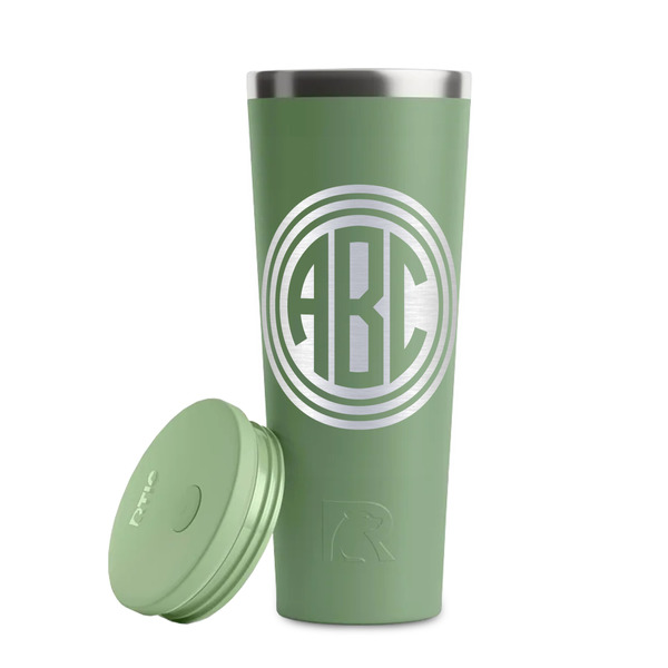 Round Monogram Light Green RTIC Everyday Tumbler - 28 oz. - Lid Off
