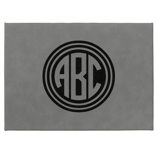 Round Monogram Medium Gift Box with Engraved Leather Lid - Approval