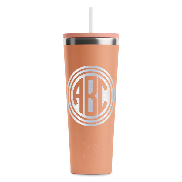 Round Monogram Peach RTIC Everyday Tumbler - 28 oz. - Front
