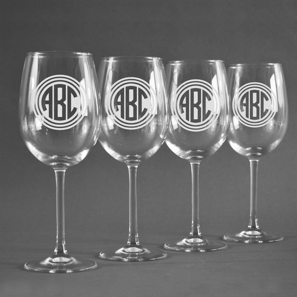 Round Monogram Personalized Wine Glasses (Set of 4)