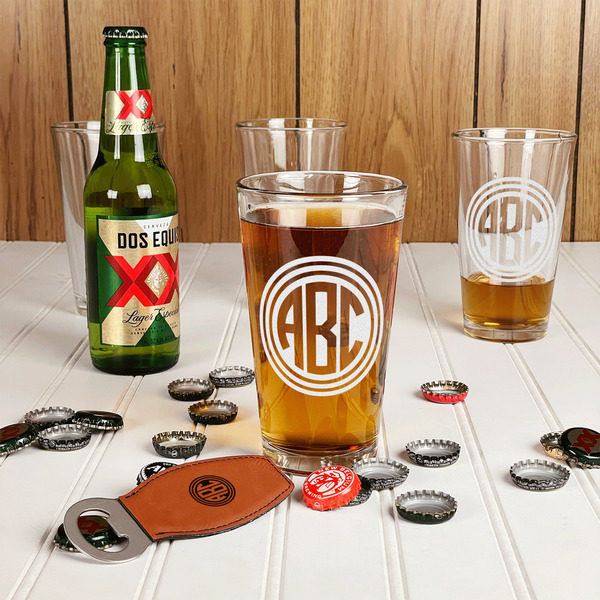 Round Monogram Pint Glasses - In Context