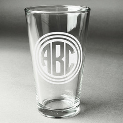 Round Monogram Pint Glass - Laser Engraved (Personalized)