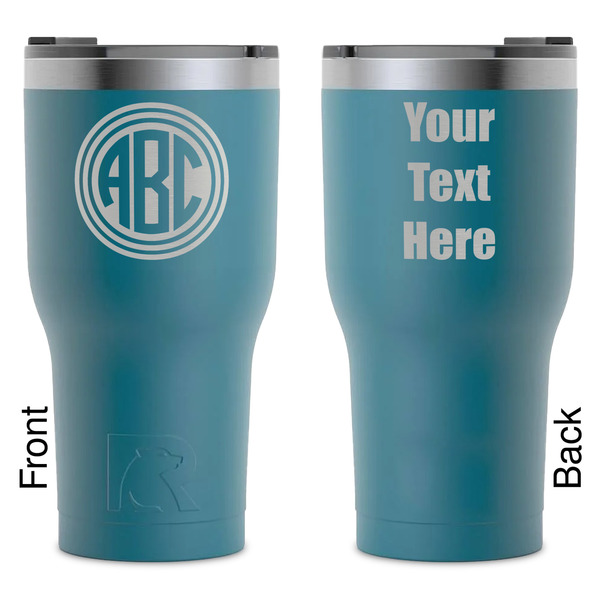 Custom Round Monogram RTIC Tumbler - Dark Teal - Laser Engraved - Double-Sided (Personalized)