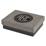 Round Monogram Gift Box w/ Engraved Leather Lid - Small (Personalized)