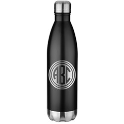 Round Monogram Water Bottle - 26 oz. Stainless Steel - Laser Engraved (Personalized)