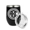 Round Monogram Stainless Wine Tumblers - Black - Double Sided - Alt View