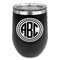 Round Monogram Stemless Stainless Steel Wine Tumbler - Black - Double-Sided (Personalized)