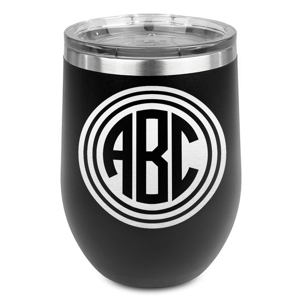 Custom Round Monogram Stemless Stainless Steel Wine Tumbler (Personalized)