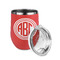 Round Monogram Stainless Wine Tumblers - Coral - Double Sided - Alt View
