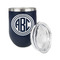 Round Monogram Stainless Wine Tumblers - Navy - Double Sided - Alt View