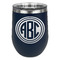 Round Monogram Stemless Stainless Steel Wine Tumbler - Navy - Single-Sided (Personalized)