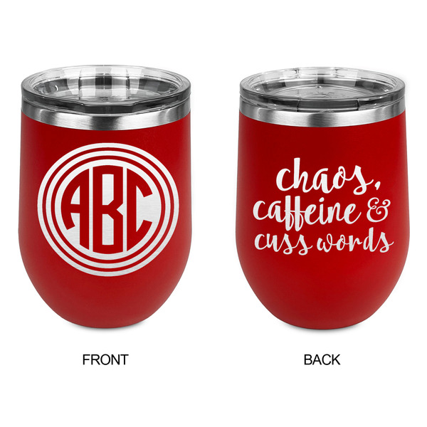 Round Monogram Stainless Wine Tumblers - Red - Double Sided - Approval