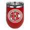 Round Monogram Stainless Wine Tumblers - Red - Double Sided - Front