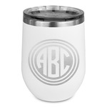 Round Monogram Stemless Stainless Steel Wine Tumbler - White - Single-Sided (Personalized)