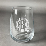 Round Monogram Stemless Wine Glass - Laser Engraved (Personalized)