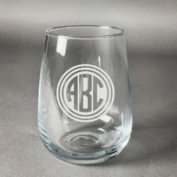 Round Monogram Stemless Wine Glass - Laser Engraved (Personalized)