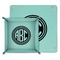 Round Monogram Teal Faux Leather Valet Trays - PARENT MAIN