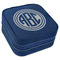 Round Monogram Travel Jewelry Boxes - Leather - Navy Blue - Angled View