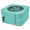 Round Monogram Travel Jewelry Boxes - Leather - Teal - View from Rear
