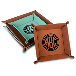 Round Monogram Faux Leather Valet Tray (Personalized)
