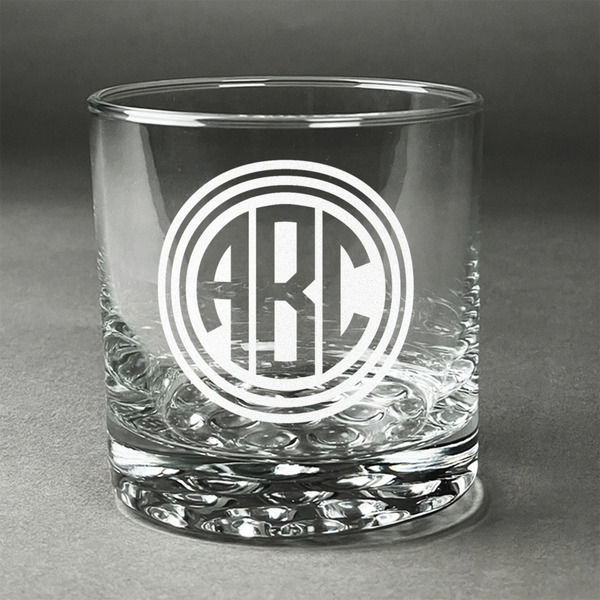 Custom Round Monogram Whiskey Glass - Engraved - Single (Personalized)