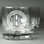 Round Monogram Whiskey Glasses - Engraved - Set of 4 (Personalized)
