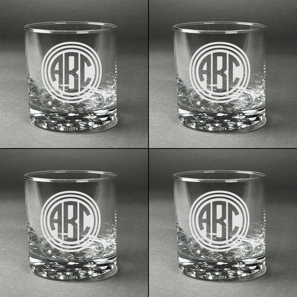 Round Monogram Whiskey Glasses - Set of 4 all Engraved