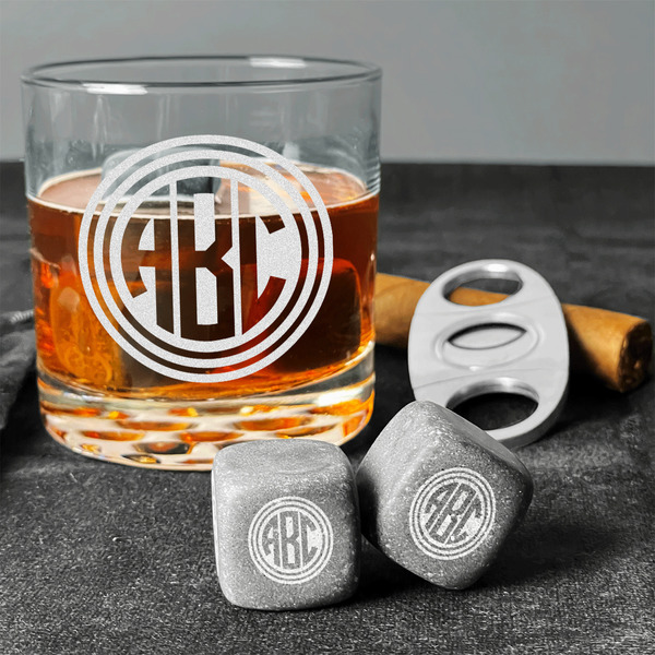 Round Monogram Whiskey Stones - Set of 3 - In Context