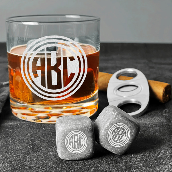 Round Monogram Whiskey Stones - Set of 9 - In Context