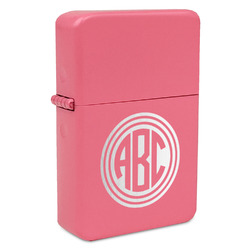 Round Monogram Windproof Lighter - Pink - Double-Sided & Lid Engraved (Personalized)