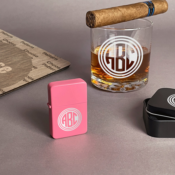 Round Monogram Windproof Lighters - Pink - In Context