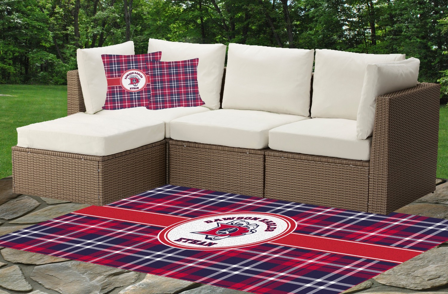 Dawson Eagles Plaid Indoor / Outdoor Rug 2'x3' (Personalized