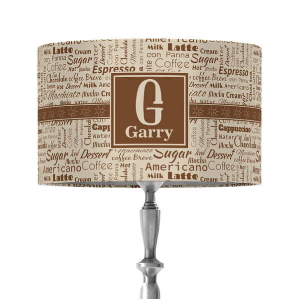 Coffee Lover 12" Drum Lampshade - ON STAND (Fabric)