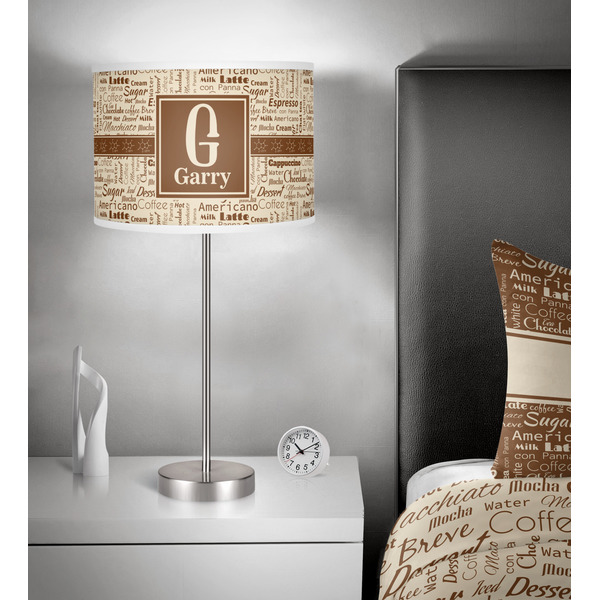 Coffee Lover 13 inch drum lamp shade - in room