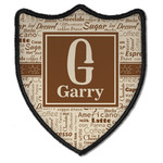 Coffee Lover Iron On Shield Patch B w/ Name and Initial