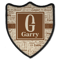 Coffee Lover Iron On Shield Patch B w/ Name and Initial