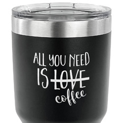 Coffee Lover 30 oz Stainless Steel Tumbler - Black - Double Sided (Personalized)