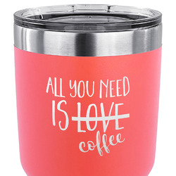 Coffee Lover 30 oz Stainless Steel Tumbler - Coral - Single Sided